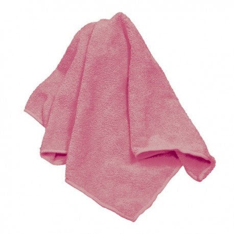 Pink towel on a white background