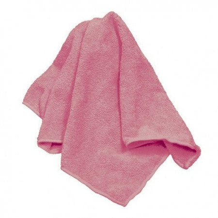 Pink towel on a white background