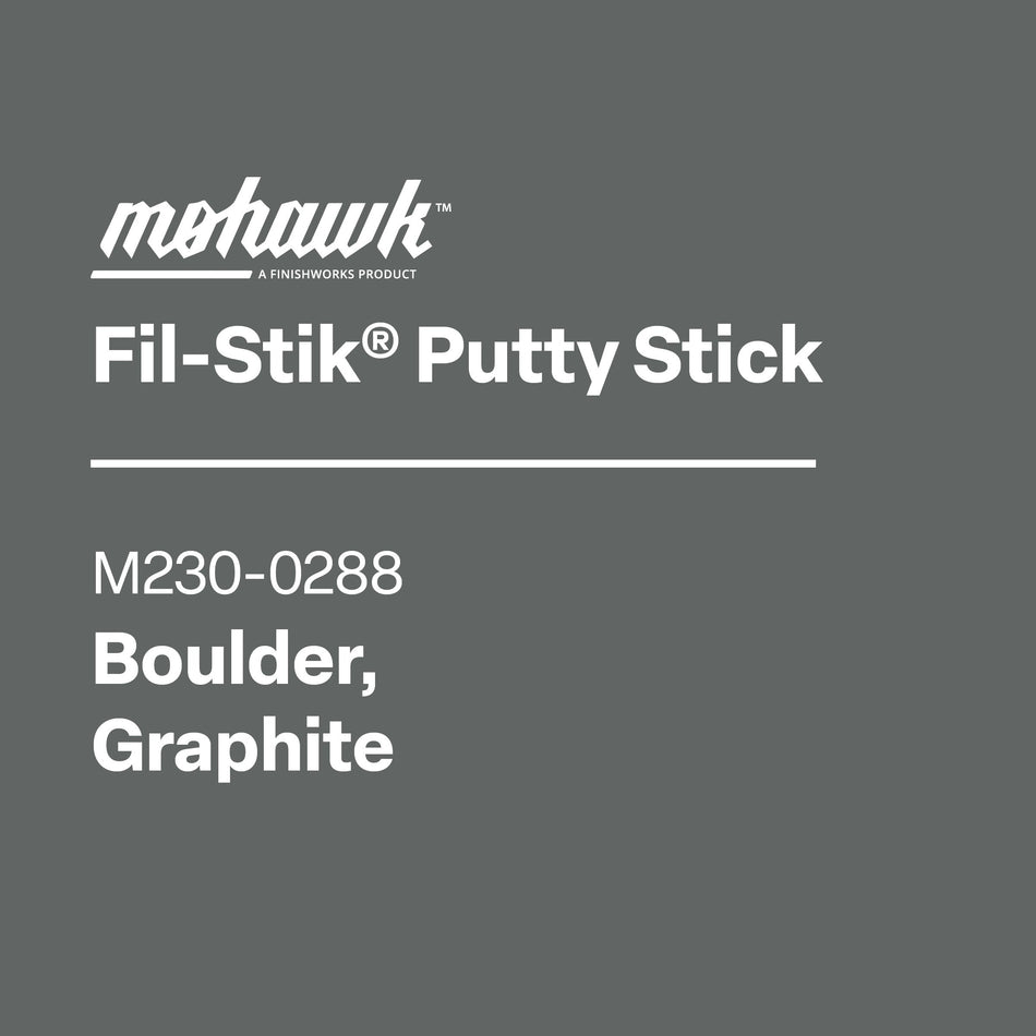 Mohawk Fil-Stik Putty Stick label on a gray background