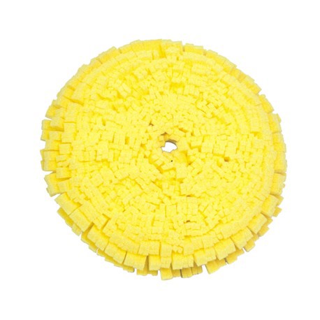 Yellow scrubber pad on a white background
