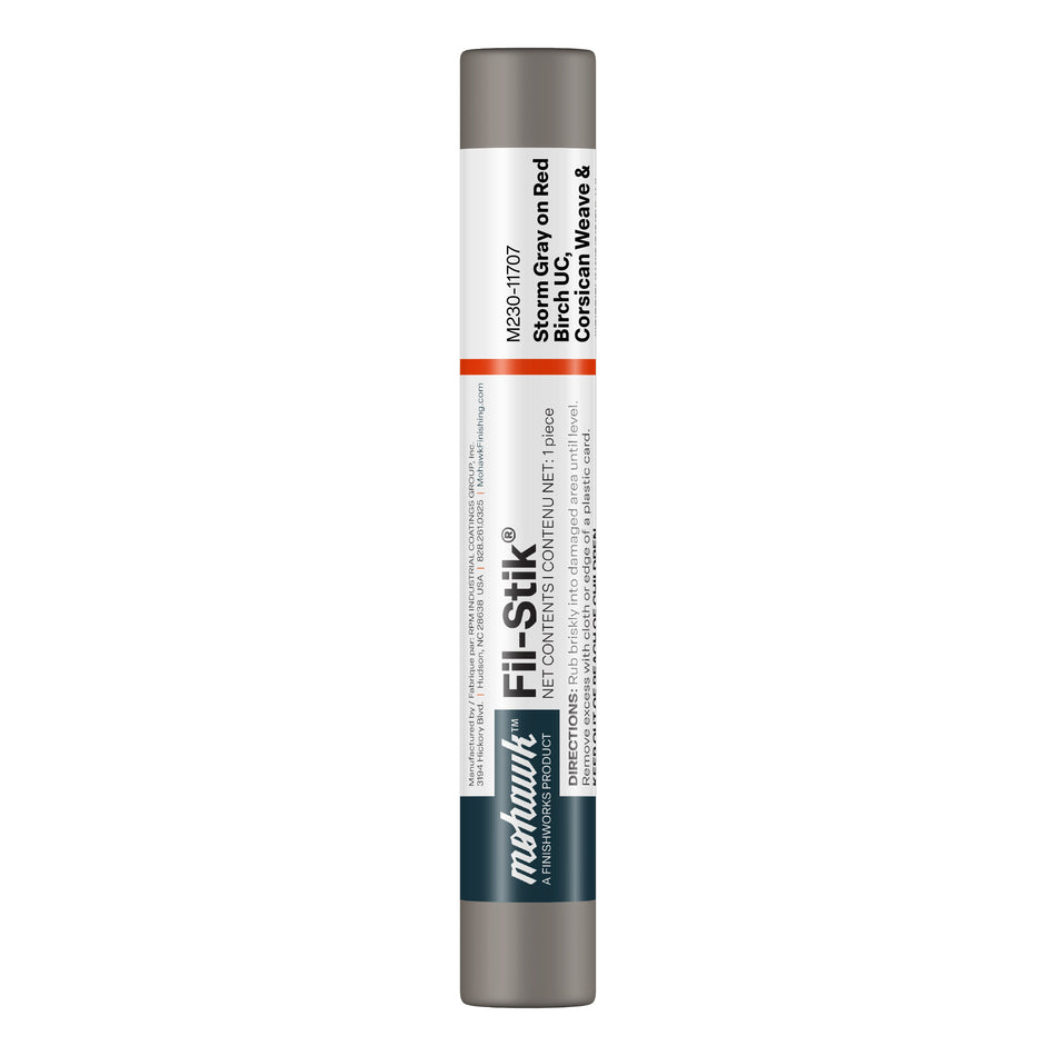 Mohawk Storm Gray On Red Birch UC Fil-Stik wax putty stick for wood repair