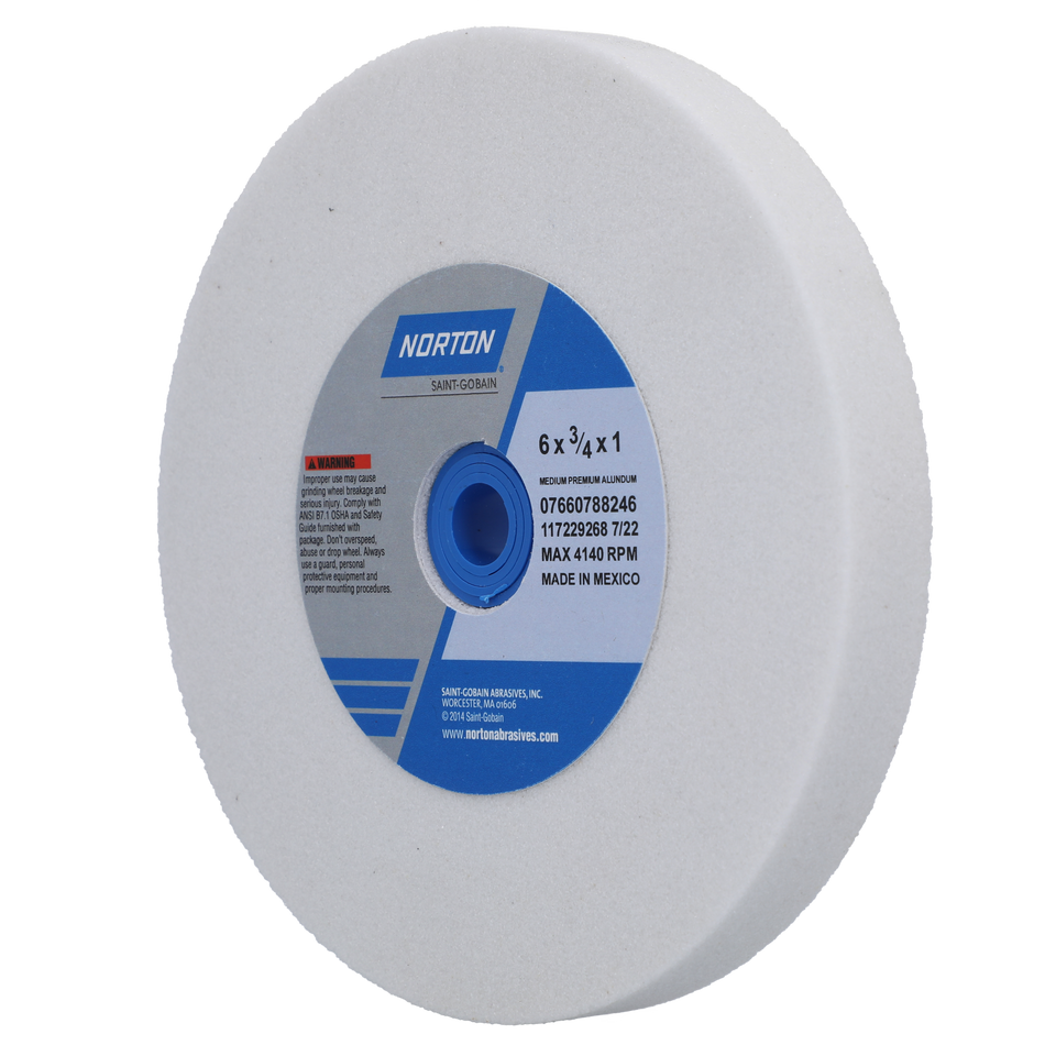 Norton Premium 6 x 3/4 x 1 in Premium Bench Straight Wheel 01 38A 60 J VBE 7660788246 1 EA