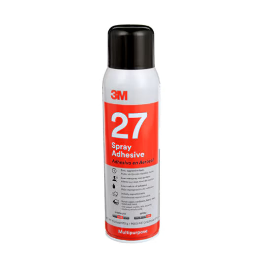 3M Multi-Purpose Spray Adhesive 27, Clear, 16 fl oz Can (Net Wt 13.05 oz)