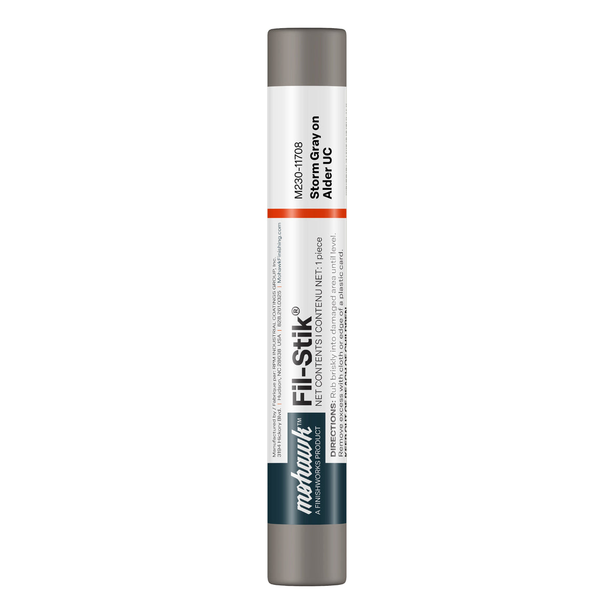 Mohawk Storm Gray On Alder UC Fil-Stik wax putty stick for wood repair
