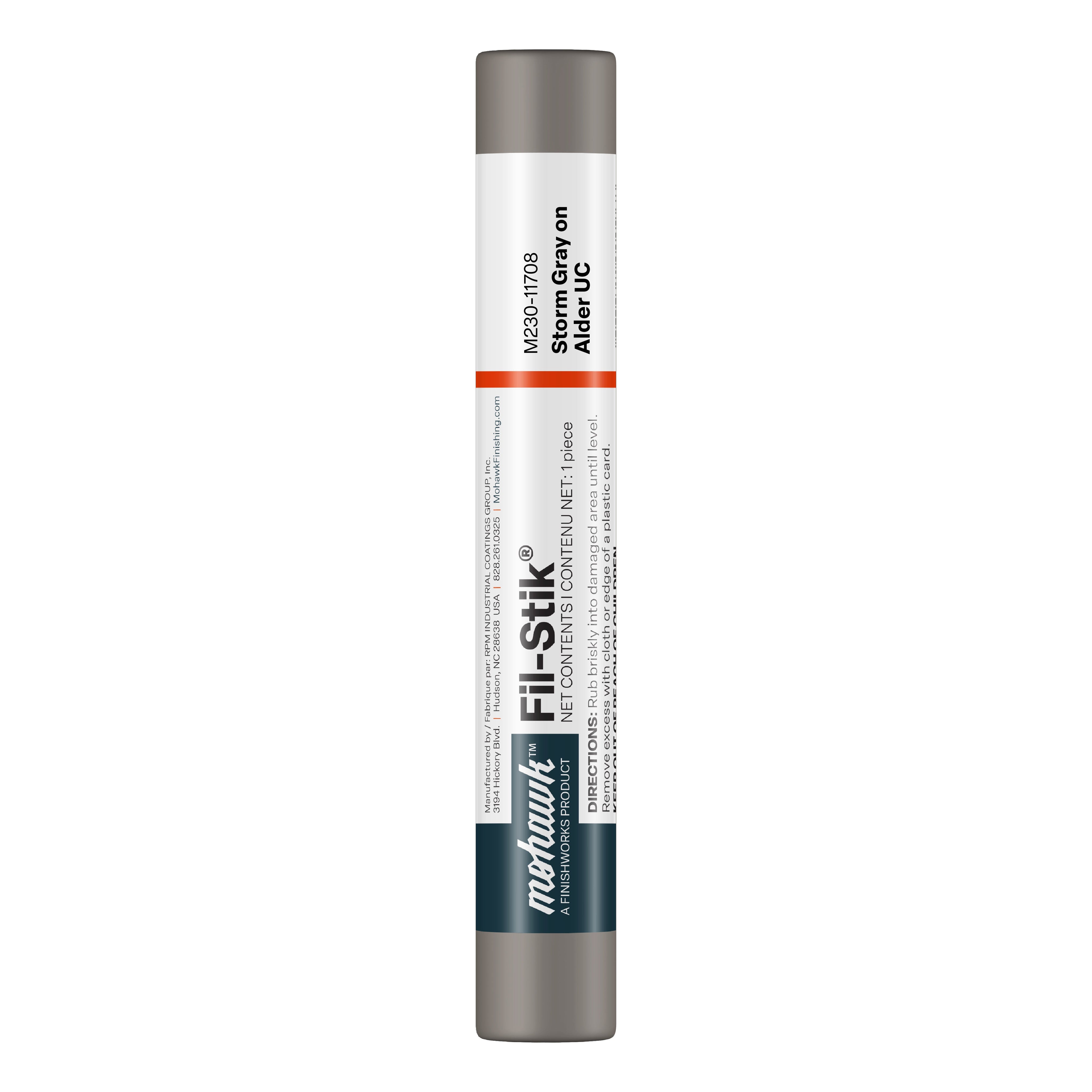 Mohawk Storm Gray On Alder UC Fil-Stik wax putty stick for wood repair
