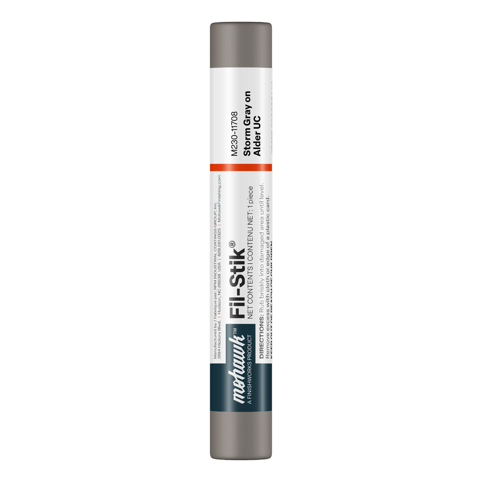 Mohawk Storm Gray On Alder UC Fil-Stik wax putty stick for wood repair
