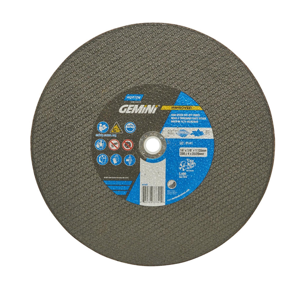 Norton 14 x 1/8 in Gemini Type 41 Cut-Off Wheel AO 24 Grit T, 10-Pack