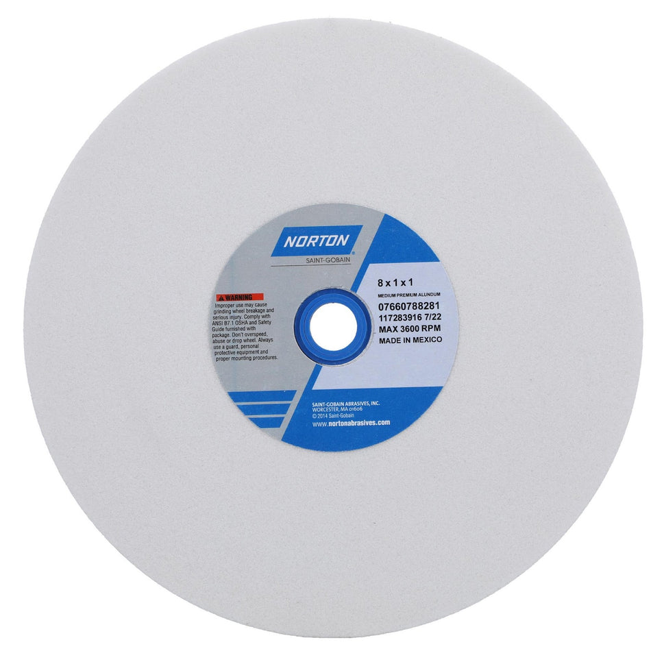 Norton 8 x 1 x 1 in Premium Bench Straight Wheel 01 38A 60 J VBE
