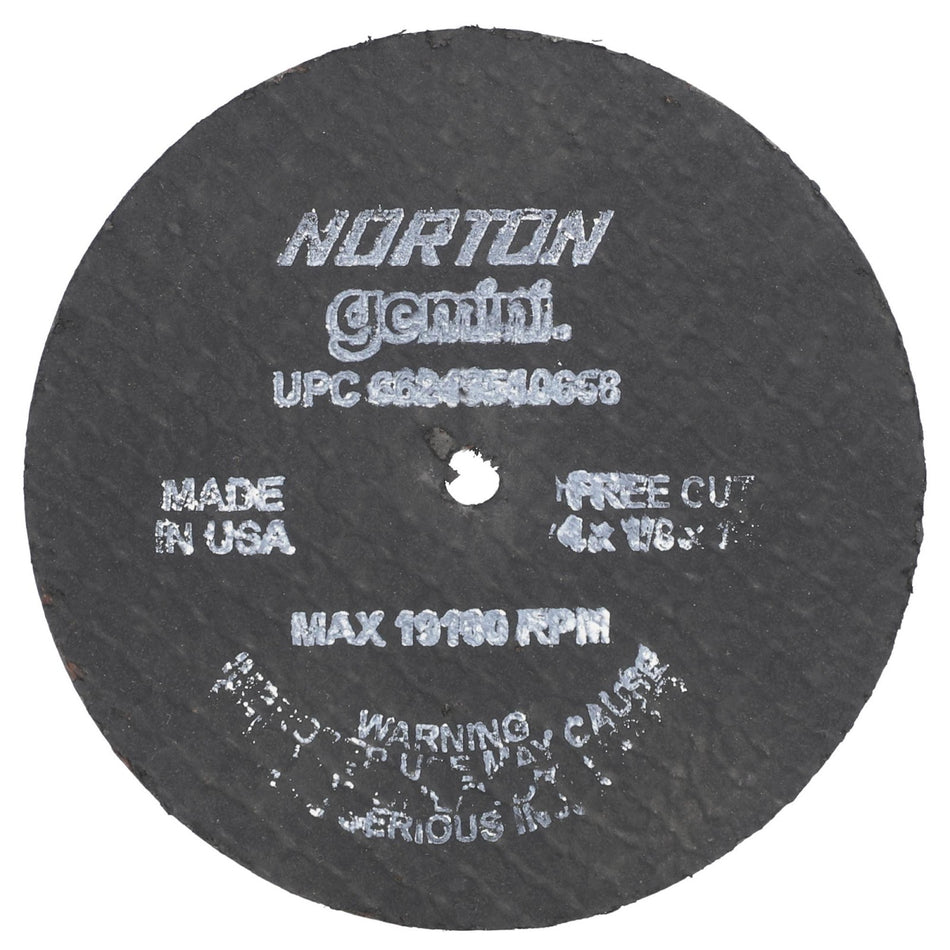 Norton 4 x 1/8 in Gemini Type 41 Cut-Off Wheel AO 36 Grit T, 25-Pack