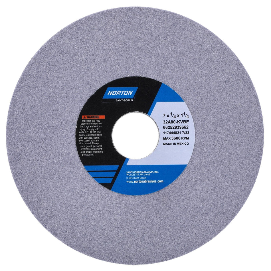 Norton 7 x 1/4 x 1-1/4 in Type 01 Toolroom Wheel 32A 80 K VBE