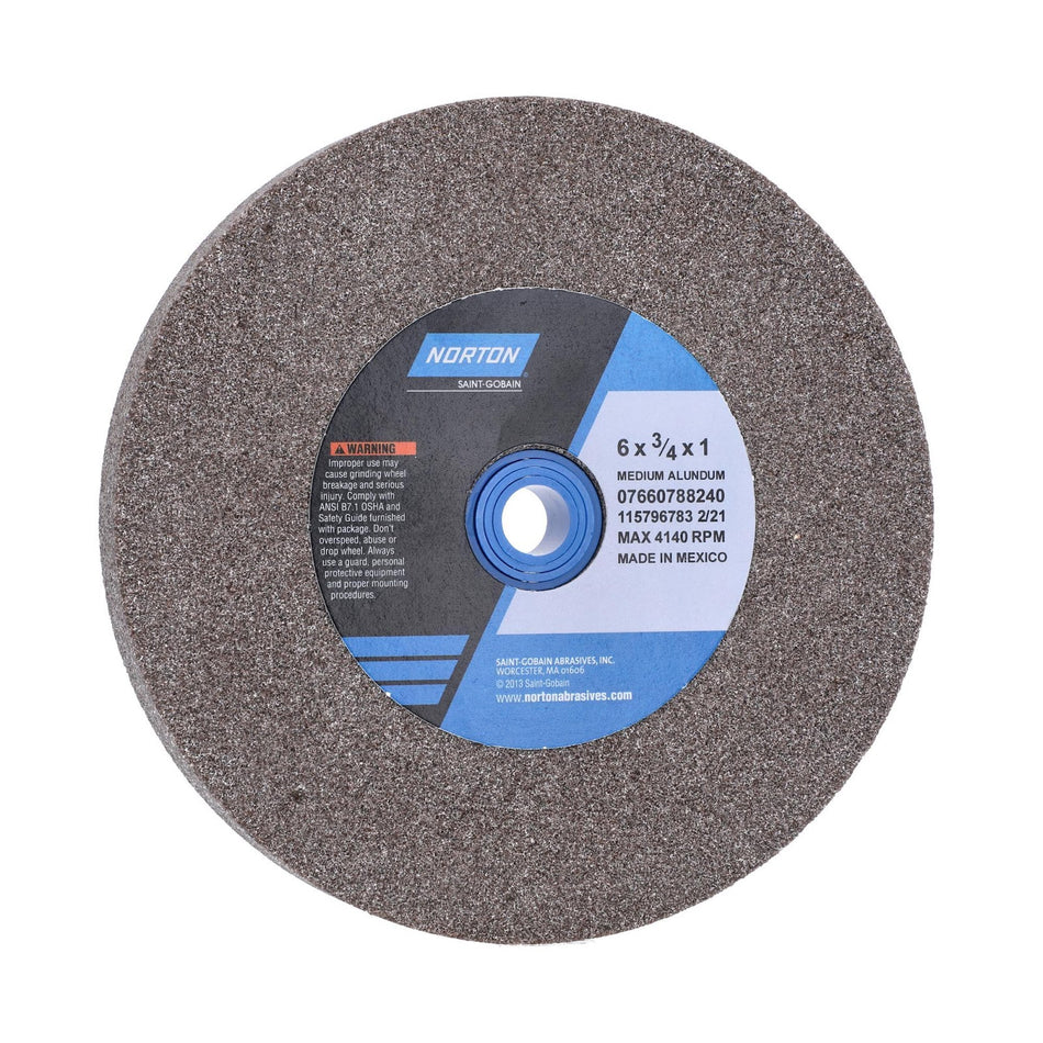 Norton 6 x 3/4 x 1 in Gemini Bench Straight Wheel 01 57A 60 N VBE