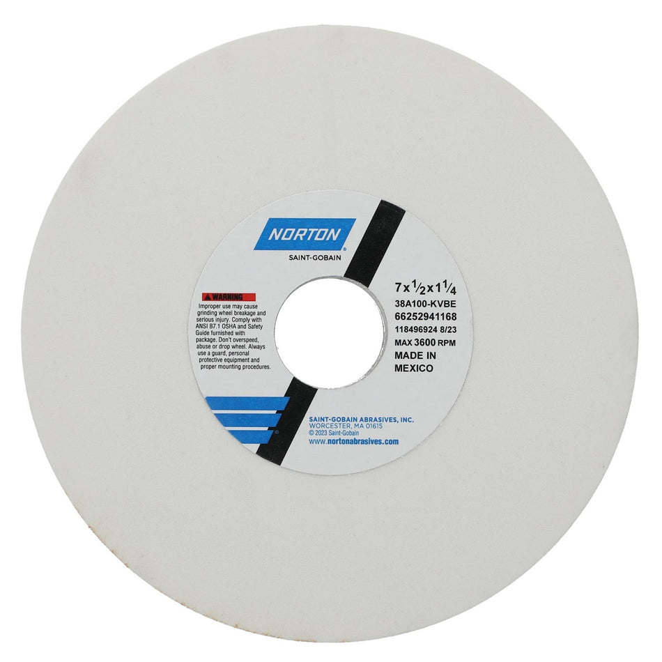 Norton 7 x 1/2 x 1-1/4 in Type 01 Toolroom Wheel 38A 100 K VBE
