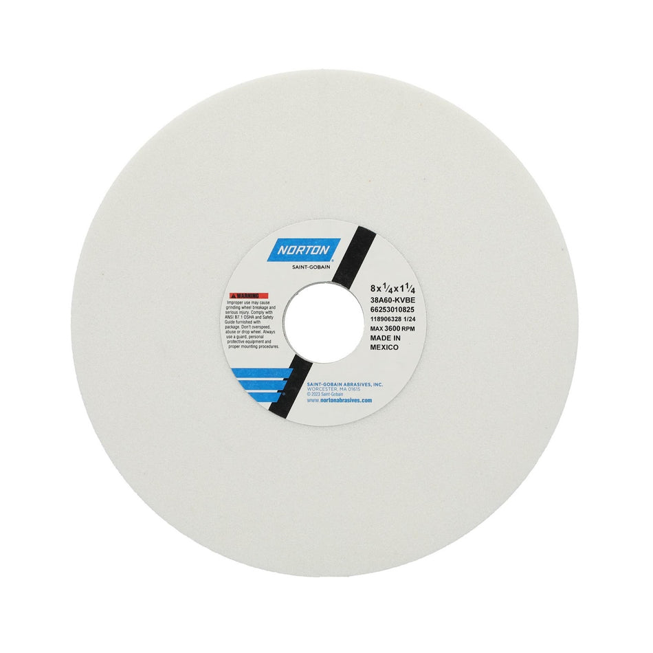 Norton 8 x 1/4 x 1-1/4 in Type 01 Toolroom Wheel 38A 60 K VBE