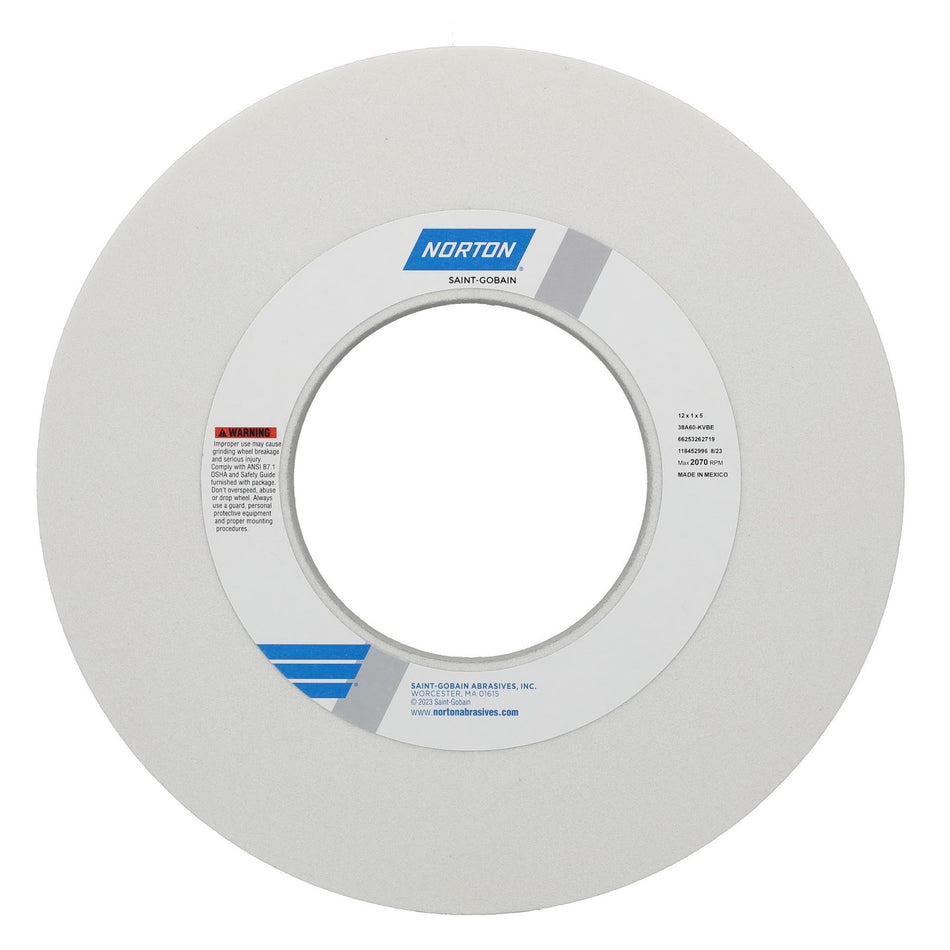Norton 12 x 1 x 5 in Type 01 Toolroom Wheel 38A 60 K VBE