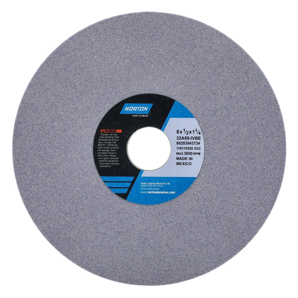 Norton 8 x 1/2 x 1-1/4 in Type 01 Toolroom Wheel 32A 80 I VBE