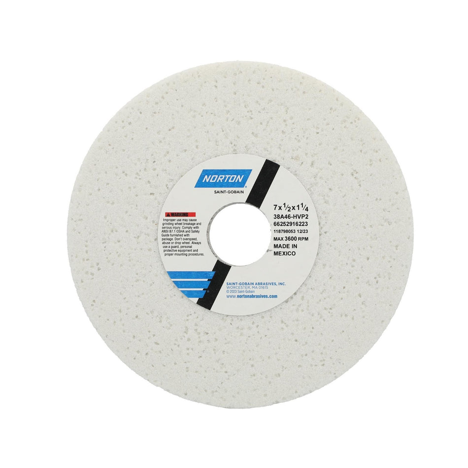 Norton 7 x 1/2 x 1-1/4 in Type 01 Toolroom Wheel 38A 46 H VP2