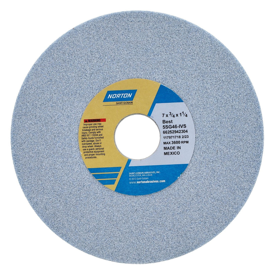 Norton 7 x 3/4 x 1-1/4 in SG Type 01 Toolroom Wheel 5SG 46 I VS