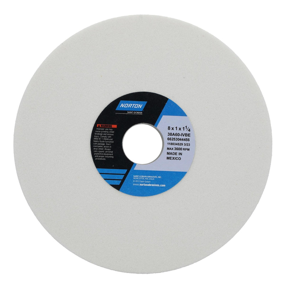 Norton 8 x 1 x 1-1/4 in Type 01 Toolroom Wheel 38A 60 I VBE