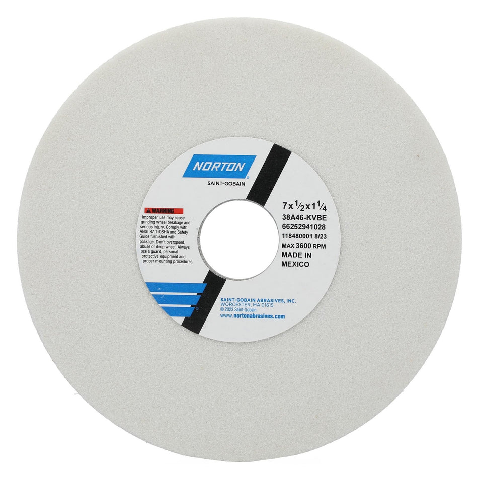 Norton 7 x 1/2 x 1-1/4 in Type 01 Toolroom Wheel 38A 46 K VBE