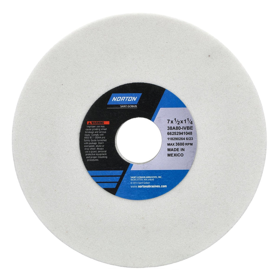 Norton 7 x 1/2 x 1-1/4 in Type 01 Toolroom Wheel 38A 80 I VBE