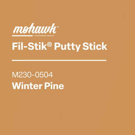 Mohawk Fil-Stik Putty Stick packaging with product name and color on a brown background
