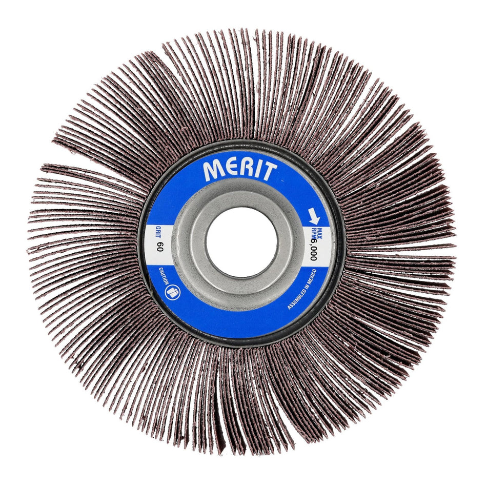 Norton 6 x 1 x 1 in High Performance Arbor Hole Flap Wheel P60 Grit ARY03 Aluminum Oxide, 5-Pack