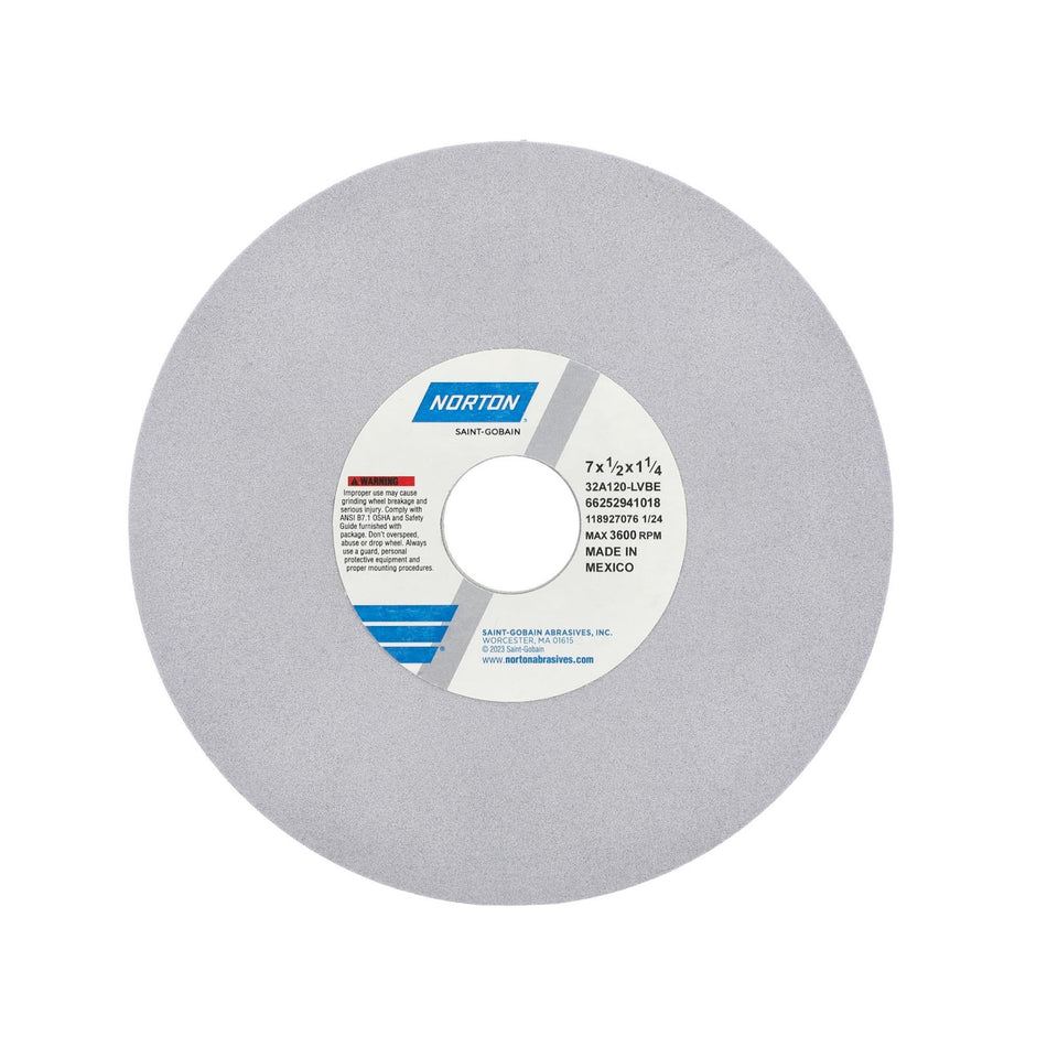 Norton 7 x 1/2 x 1-1/4 in Type 01 Toolroom Wheel 32A 120 L VBE