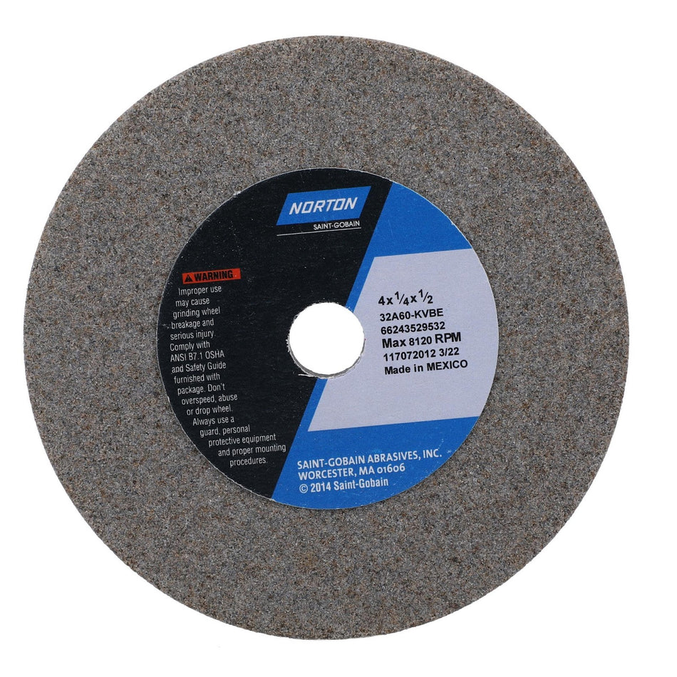 Norton 4 x 1/4 x 1/2 in Type 01 Toolroom Wheel 32A 60 K VBE