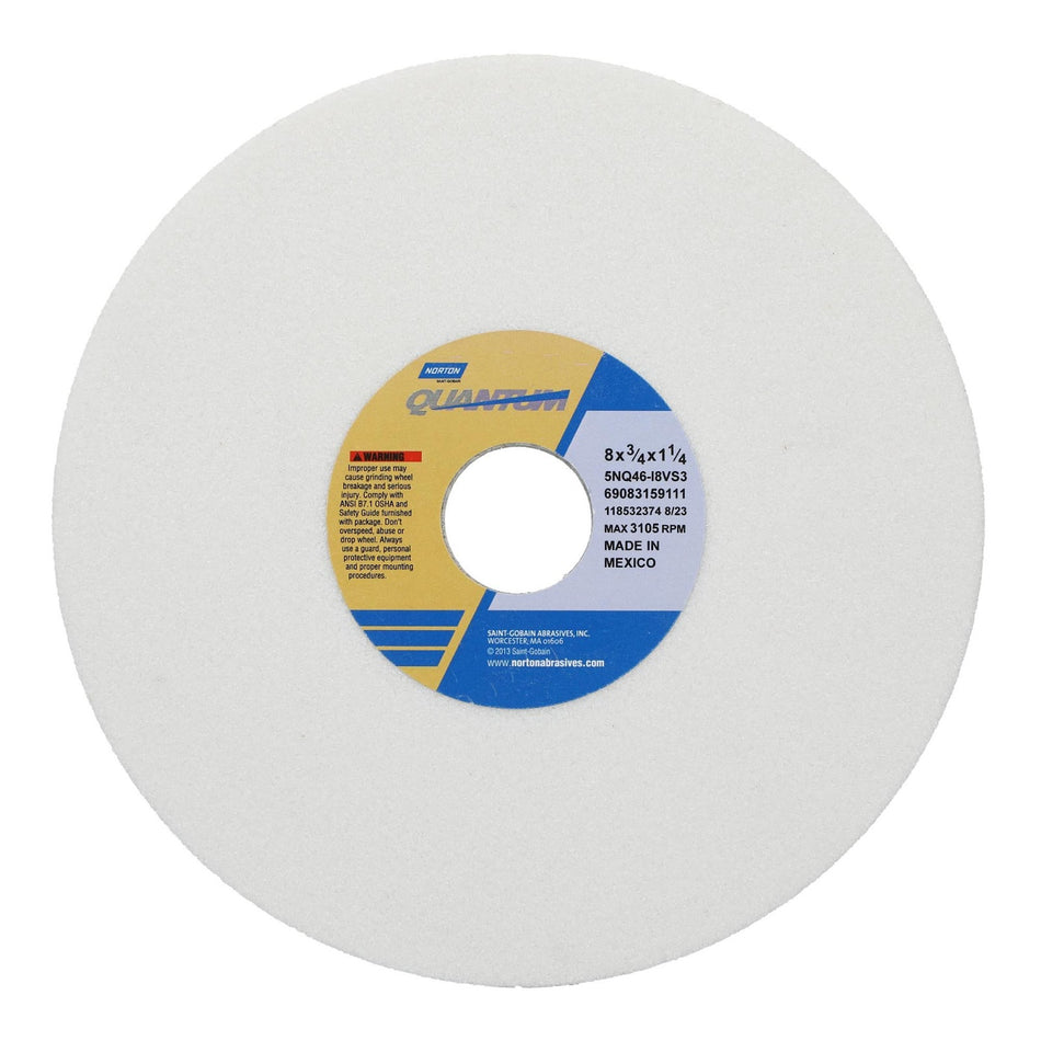 Norton 8 x 3/4 x 1-1/4 in Quantum Type 01 Toolroom Wheel 5NQ 46 I V35