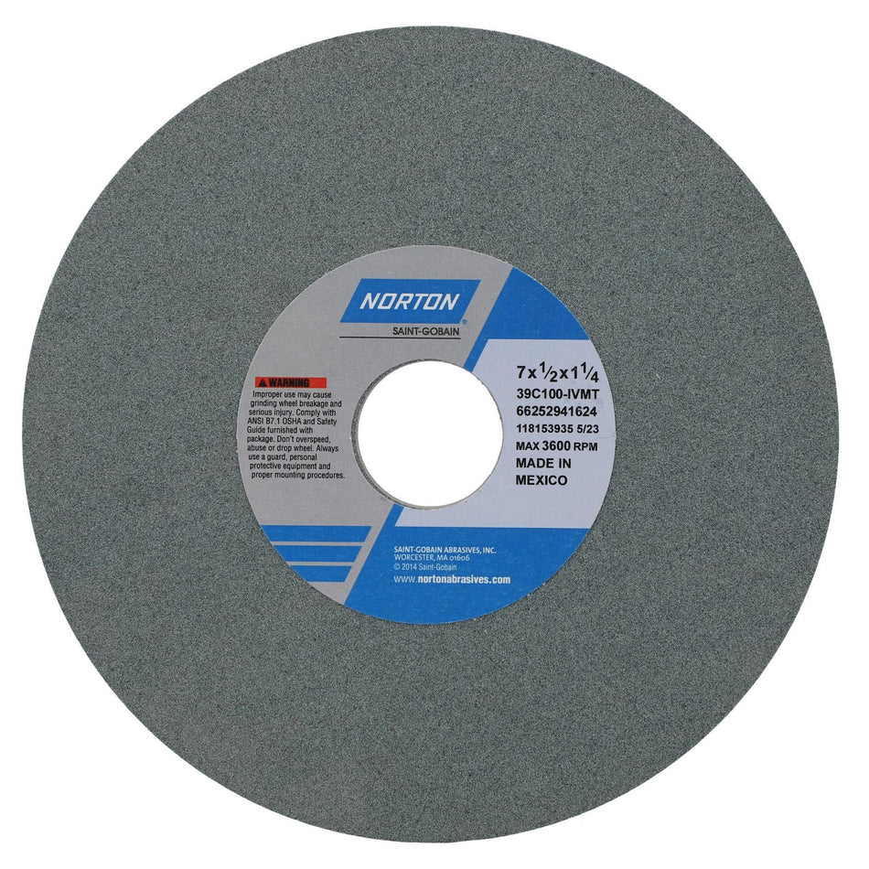 Norton 7 x 1/2 x 1-1/4 In. Toolroom Wheel >4 in 39C 100 J VMT Type 01