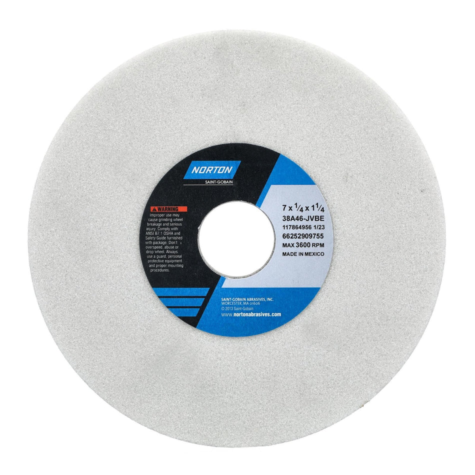 Norton 7 x 1/4 x 1-1/4 in Type 01 Toolroom Wheel 38A 46 J VBE