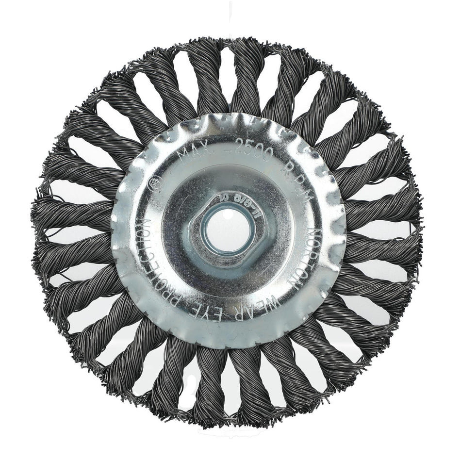 Norton 5 x 0.020 x 5/8-11 x 7/8 x 1/2 In. Carbon Steel Stringer Bead Twist Knot Wire Wheel Brush, 10-Pack
