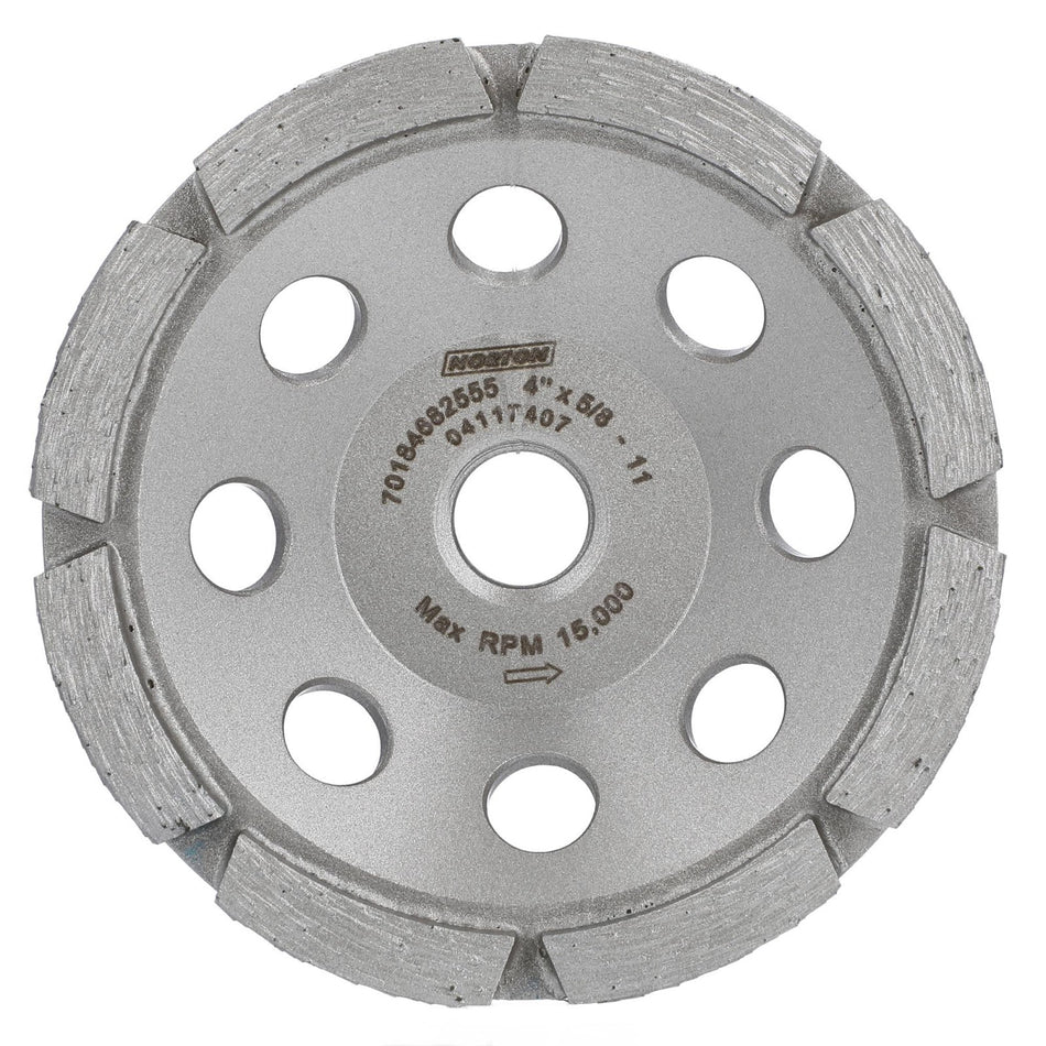 Norton 4.000 x 5/8-11 In. Norton Clipper Classic Single Row Diamond Cup Wheel