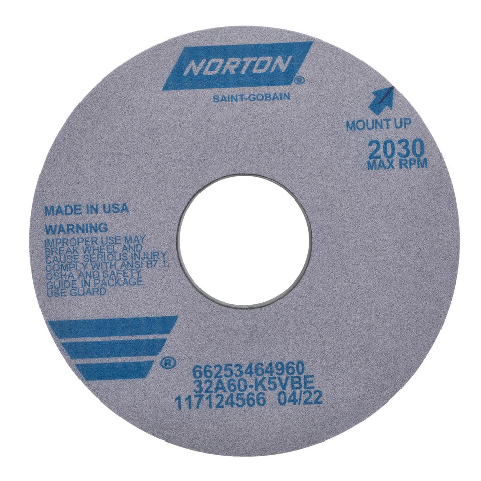 Norton 16 x 2 x 5 in Type 01 Cylindrical Grinding Wheel AO 60 K VBE