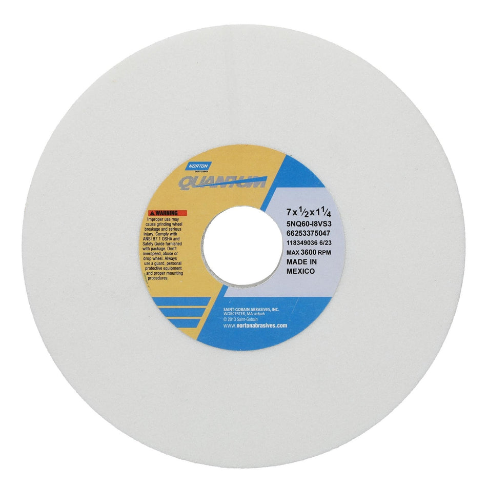 Norton 7 x 1/2 x 1-1/4 in Quantum Vitrium3 Type 01 Toolroom Wheel 5NQ 60 I V35