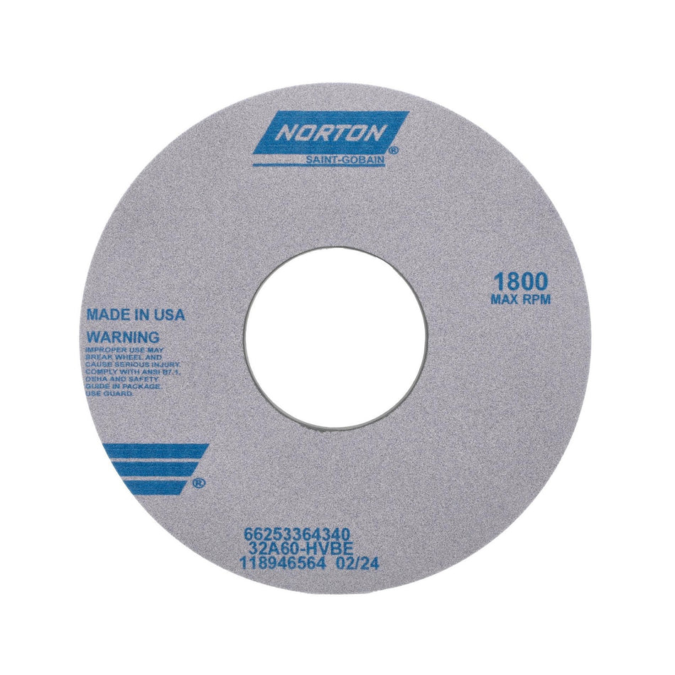 Norton 14 x 1-1/2 x 5 in Type 01 Toolroom Wheel 32A 60 H VBE