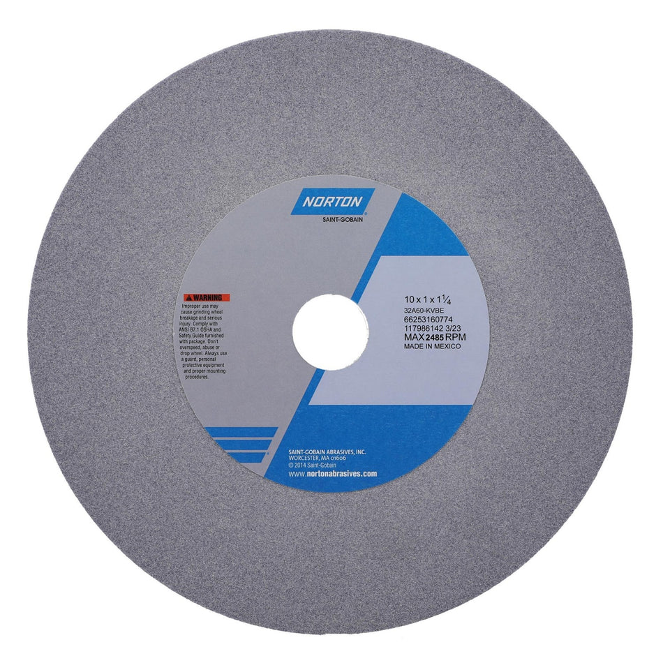 Norton 10 x 1 x 1-1/4 in Type 01 Toolroom Wheel 32A 60 K VBE