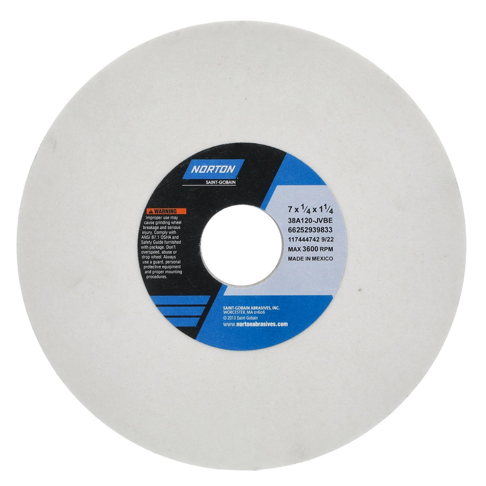 Norton 7 x 1/4 x 1-1/4 in Type 01 Toolroom Wheel 38A 120 J VBE