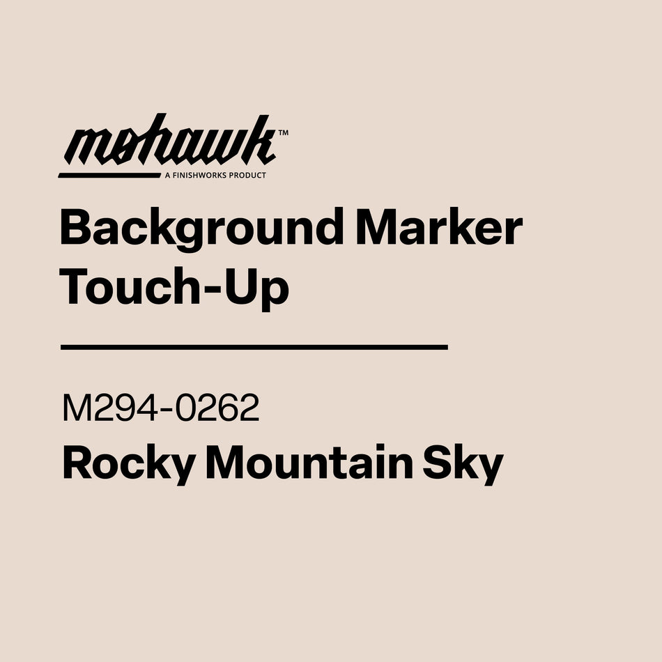 Mohawk Background Marker Touch-Up label for Rocky Mountain Sky color on a beige background