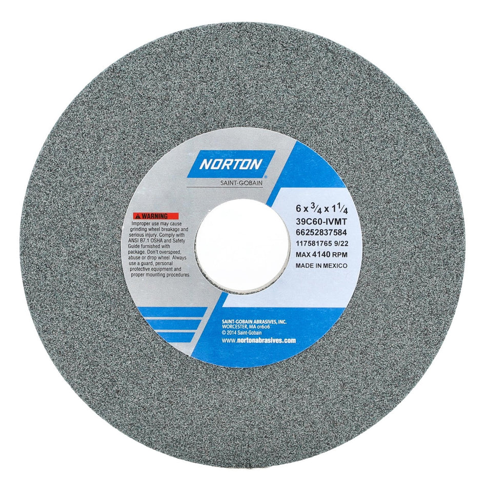Norton 6 x 3/4 x 1-1/4 in Type 01 Toolroom Wheel 39C 60 J VMT