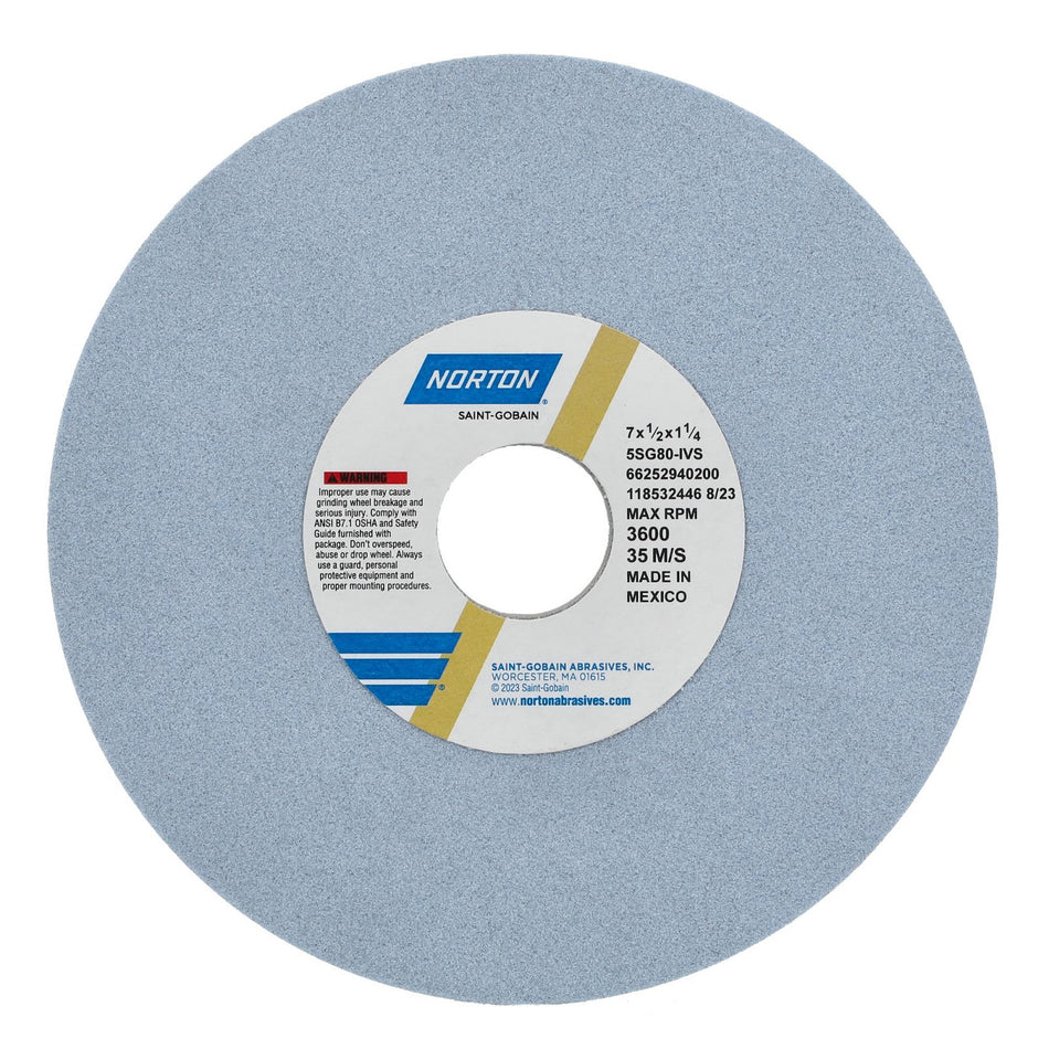 Norton 7 x 1/2 x 1-1/4 in SG Type 01 Toolroom Wheel 5SG 80 I VS