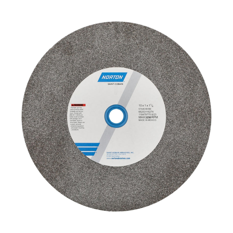Norton 10 x 1 x 1-1/4 in Bench Straight Wheel 01 57A 46 M VBE