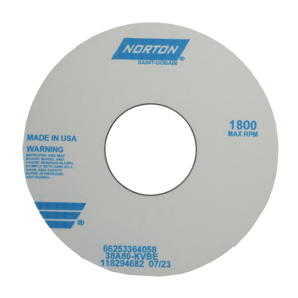 Norton 14 x 1 x 5 in Type 01 Toolroom Wheel 38A 80 K VBE
