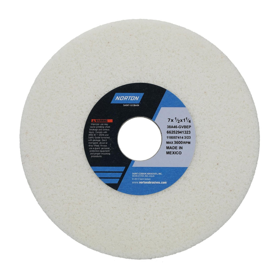 Norton 7 x 1/2 x 1-1/4 in Type 01 Toolroom Wheel 38A 46 G VBEP