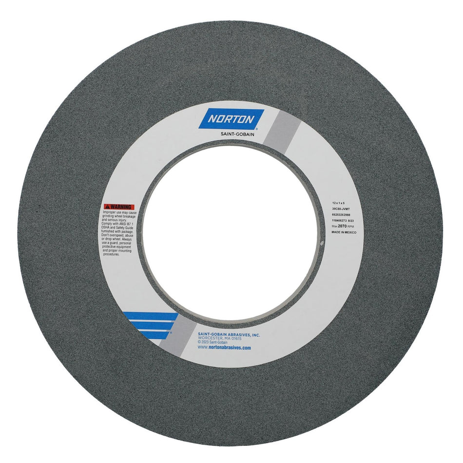 Norton 12 x 1 x 5 in Type 01 Toolroom Wheel 39C 80 K VMT