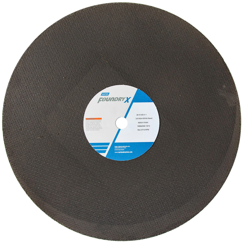 Norton 20 x 5/32 x 1 in Foundry X Type 01 Reinforced Cut-Off Wheel AO 24 Grit V B75N, 10-Pack