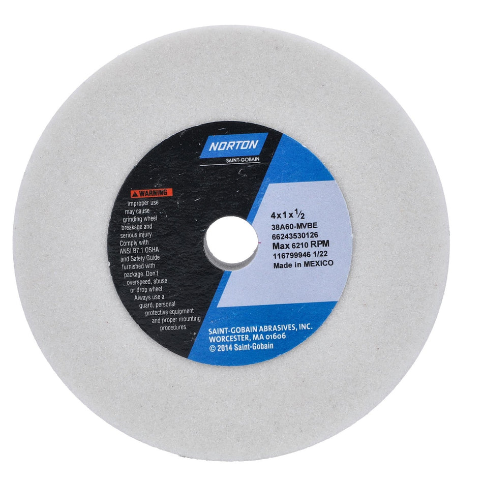 Norton 4 x 1 x 1/2 in Type 01 Toolroom Wheel 38A 60 M VBE
