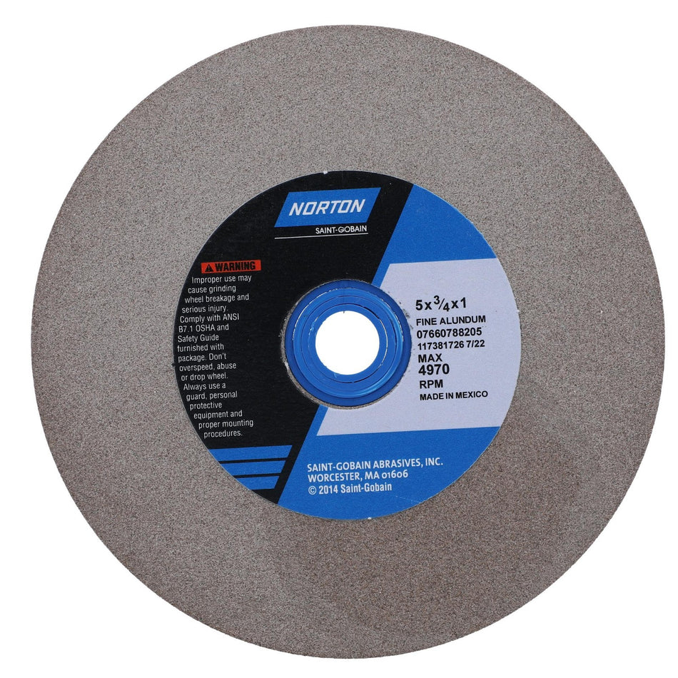 Norton 5 x 3/4 x 1 in Gemini Bench Straight Wheel 01 57A 100 K VBE