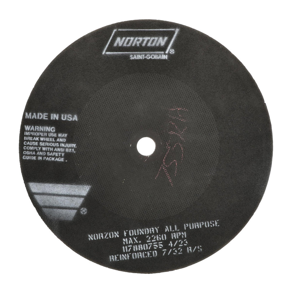 Norton 24 x 7/32 x 1-3/4 in NorZon Type 41 Reinforced Cut-Off Wheel ZA 24 Grit V B65B, 10-Pack