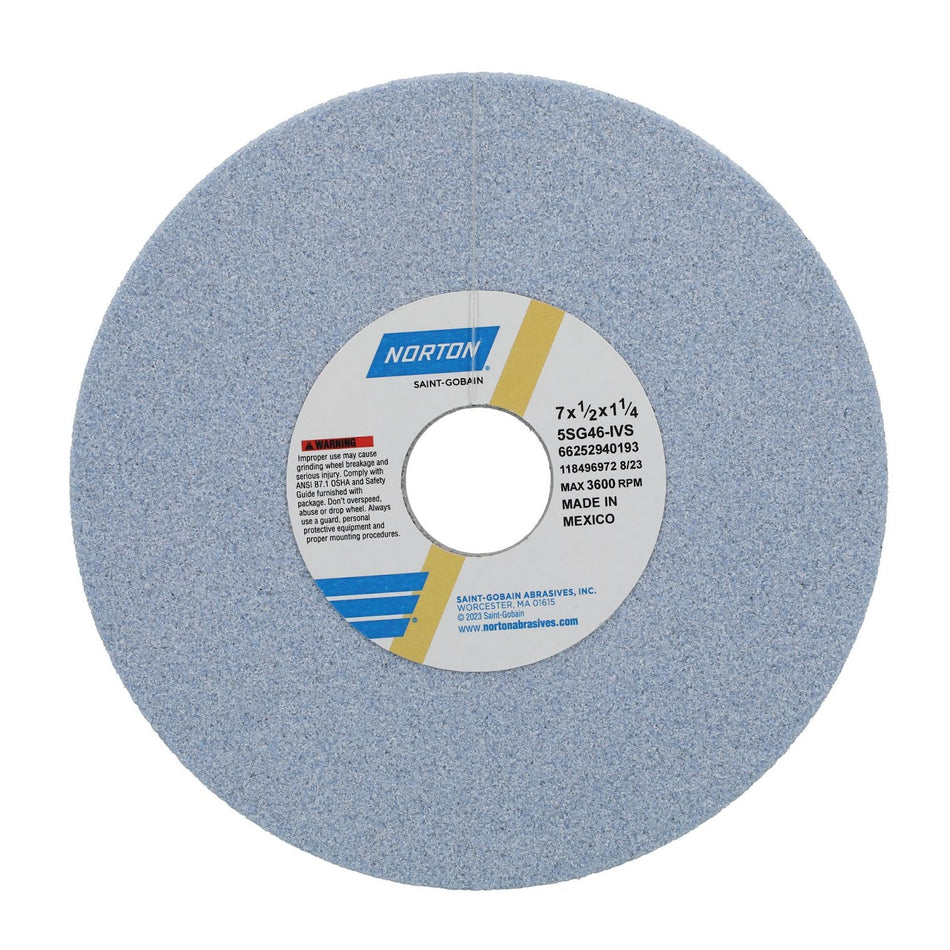 Norton 7 x 1/2 x 1-1/4 in SG Type 01 Toolroom Wheel 5SG 46 I VS